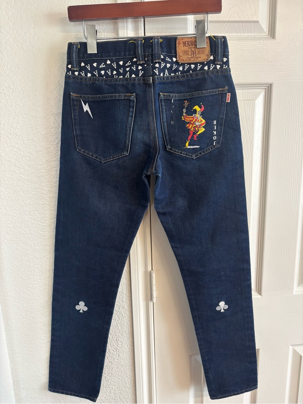 MBBCAR‎ Dark Blue Denim Ace Clown Embroidery Jeans Size 27